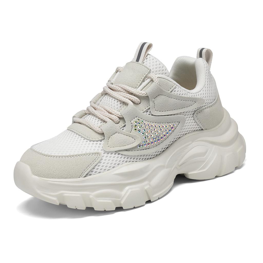 2025 Summer Mesh Sports Dad Shoes Women's Thick Soles Increase Ins Popular Fashion Versatile Breathable Soft Soles Single Shoes