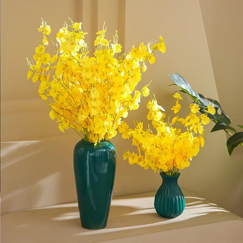 1Pcs Yellow Artificial Flowers Bouquet Orchid Fake Flower for Home Decor Garden Wedding Decoration Outdoor Flower Arrangement