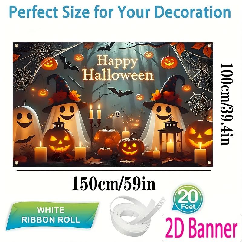 1Pcs Spooky Pumpkin Ghost Bat Decoration Background Halloween Backdrop Decorations For Photo Studio Photo Booth Halloween Party