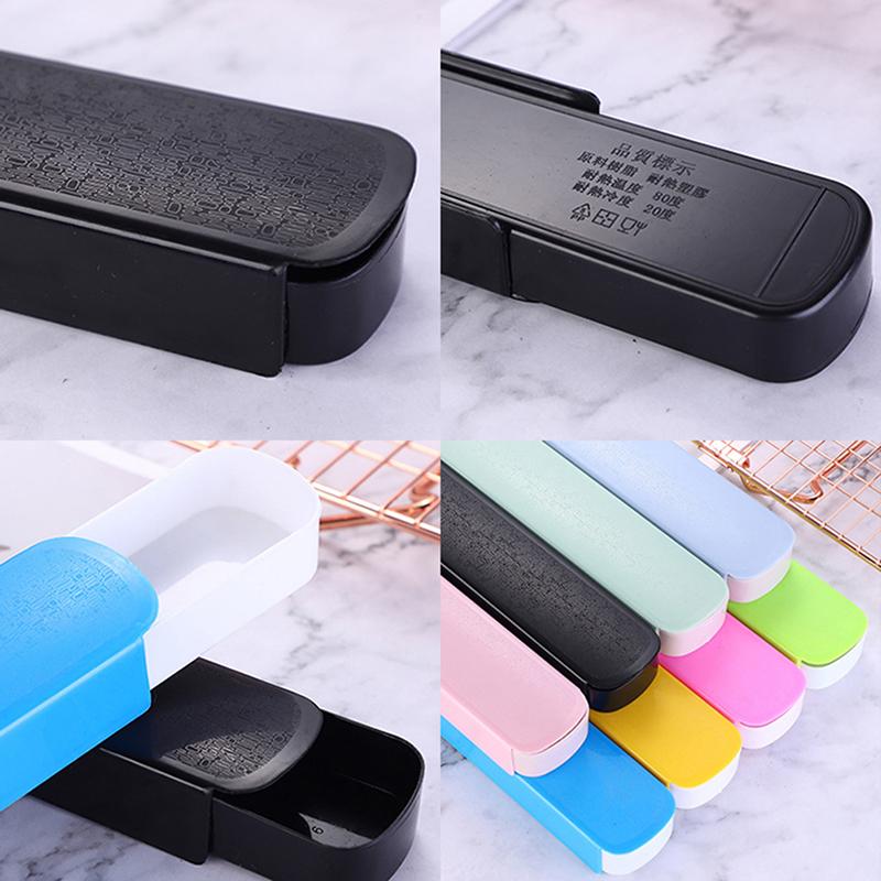 Cutlery Straw Plastic Storage Box Chopsticks Fork Spoon Pull Box Outdoor Travel Portable Tableware Empty Box