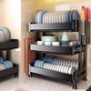 2-Tier Black Countertop Dish Drying Rack