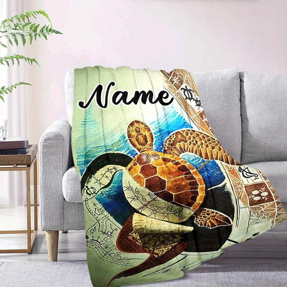 Sea Turtle Home Customize Your Name Blankets Comfortable Soft Lightweight Allseason Multipurpose Blanket For Picnics Sofas Offices Beds Living Rooms