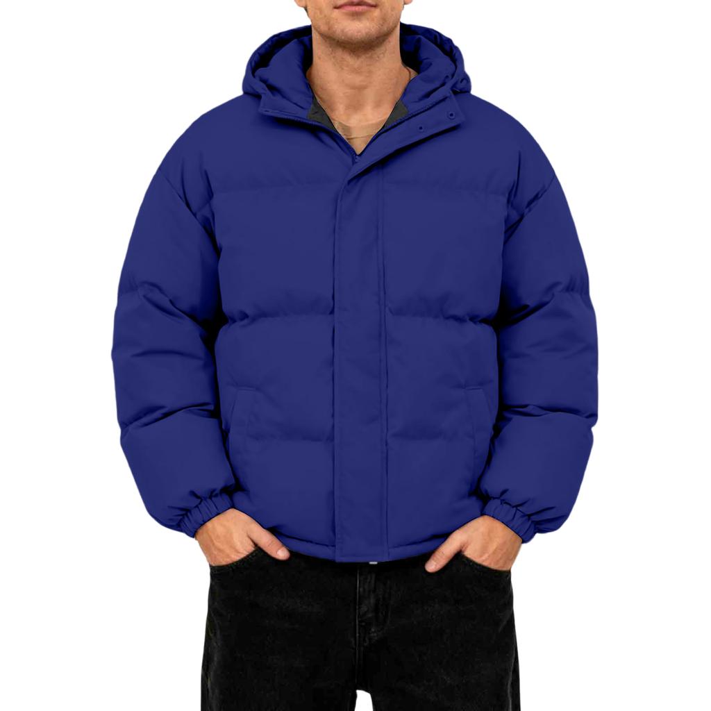 Herren Oversized Casual Daunenjacke mit langen Ärmeln und Kapuze
