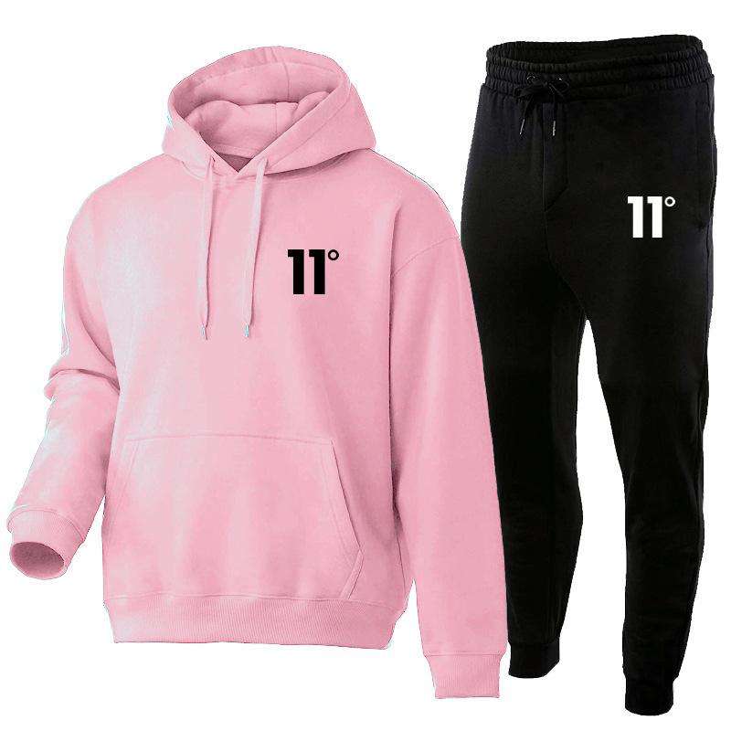 Men's Casual Autumn/Winter Hooded Set - Trendy Plus Velvet Hoodie & Sweatpants Two-Piece Set