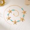 Exaggerated Metal Starfish Splicing Waist Chain for Women Elegant Imitation Pearls Belly Chain Charm Summer Beach Bikini Jewelry