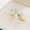 Shimmering Butterfly Knot Ring With Glossy Enamel Finish Allergy Resistant Alloy Jewelry For Daily Wear