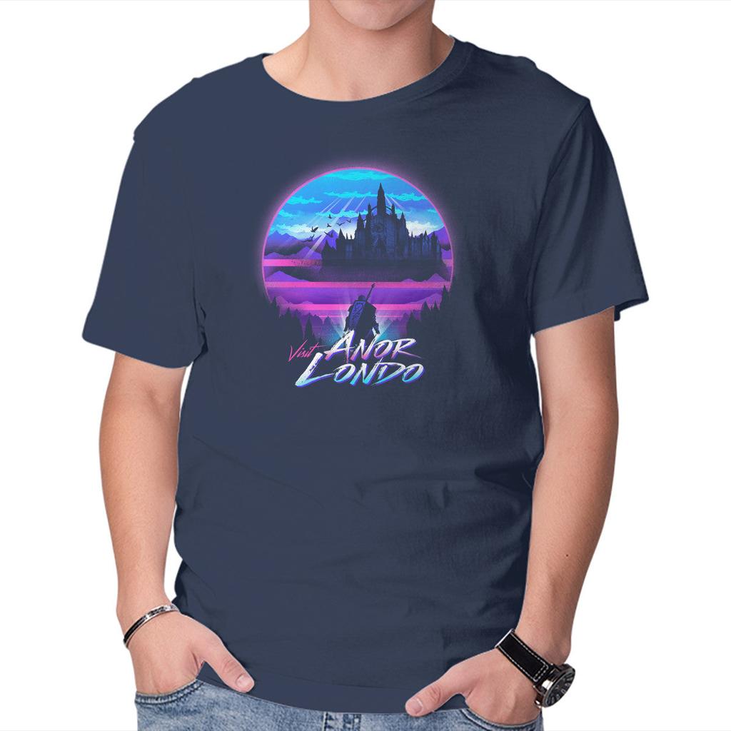 Unisex Crew Neck T-Shirt Anor Londo Postcard Graphic Short Sleeve Casual Tee