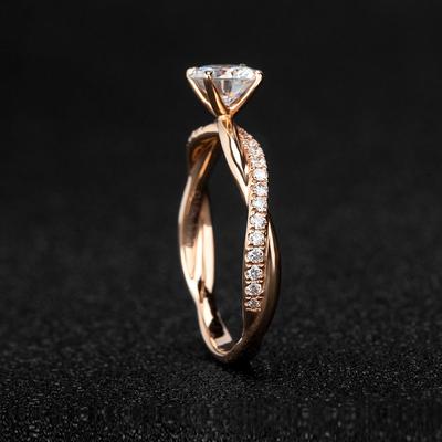 Importierter Moissanit Roségold-beschichteter Ring mit anhaltendem Glanz, Damen Rot 18K Gold Voll-Diamant Verlobungsring