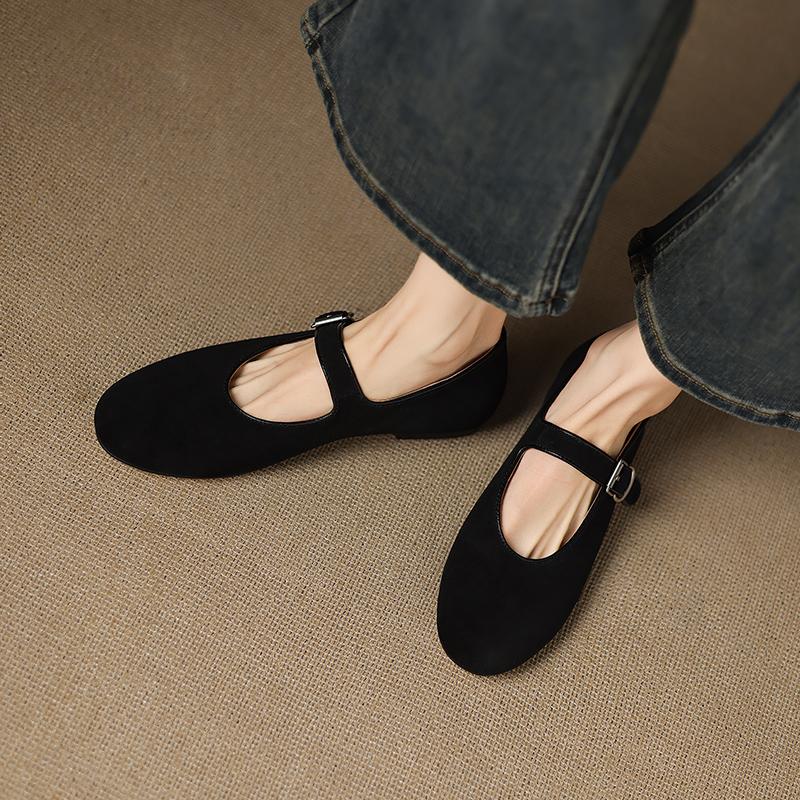 Fashion New Quality Women Horsehair Flats Mary Jane Buckles Spring Comfort Casual Shoes Woman Round Toe Loafers Daily Round Toe Flat