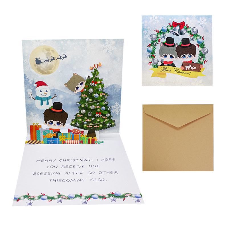 3D Pop-up Christmas Card with Custom Envelope and Hot Stamping