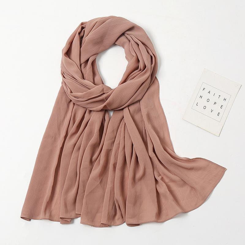 High Quantity Georgette Crepe Hijabs Crinkle Chiffon Scarf Women Muslim Headscarf Fashion Long Shawls Headband 180*70Cm