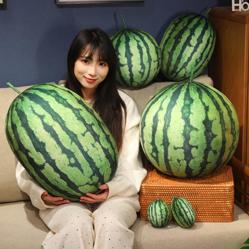 Kawaii Wassermelonen Plüschtier Kissen - rund Oval Lebensecht Obst Spielzeug für Heimdekoration Lustiges Umarmungs Geschenk für Jungen & Mädchen