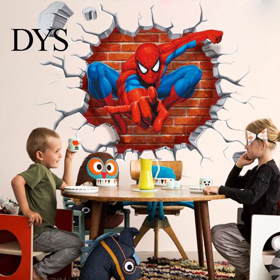 Wallpaper Wall Sticker Cartoon 3D Effect Spiderman Decorative Poster Decal Home Decor Gifts for Kids Rooms Paper