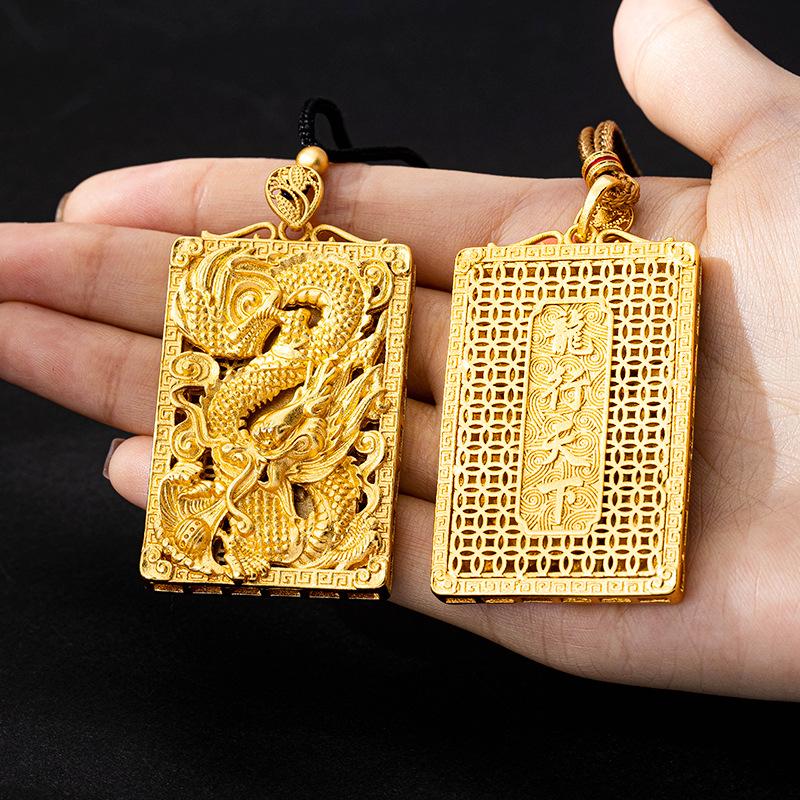 New Chinese Style Longxing Tianxia Square Brand Men's and Women's Jewelry Necklace Pendant