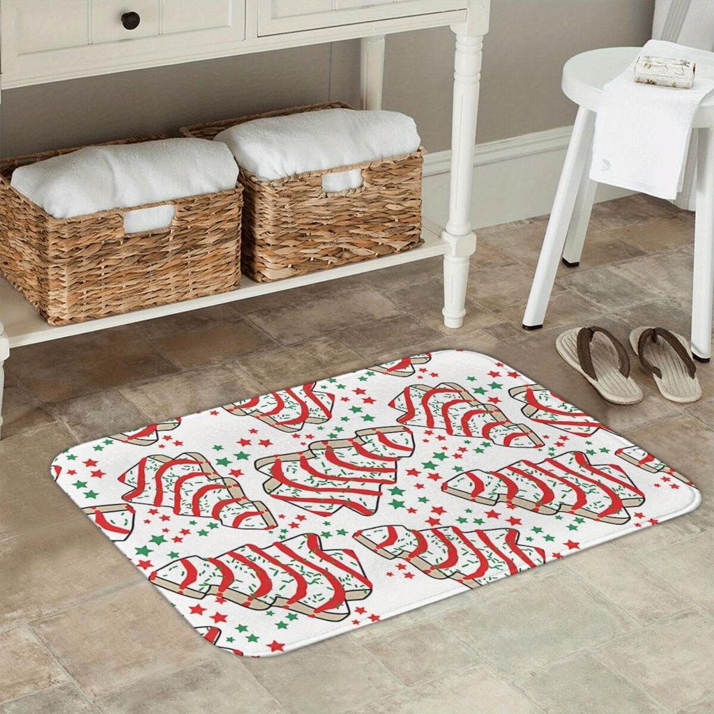 1Pcs Anti Fatigue Kitchen Rugs Christmas Tree Waterproof Non-Slip Thick Cushioned Kitchen Mat Heavy Duty Comfort Standing Mat for Kitchen