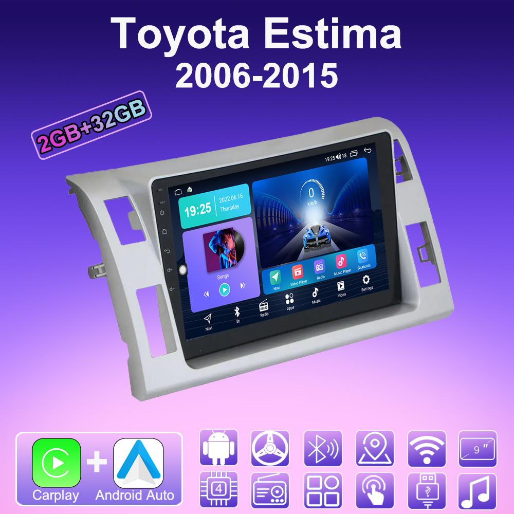 

2 DIN Android Carplay Автомагнитола Для Toyota Estima 2006-2015 Мультимедийный Проигрыватель Головное Устройство Стерео GPS Навигация BT WIFI 2+32ГБ 2+32GB