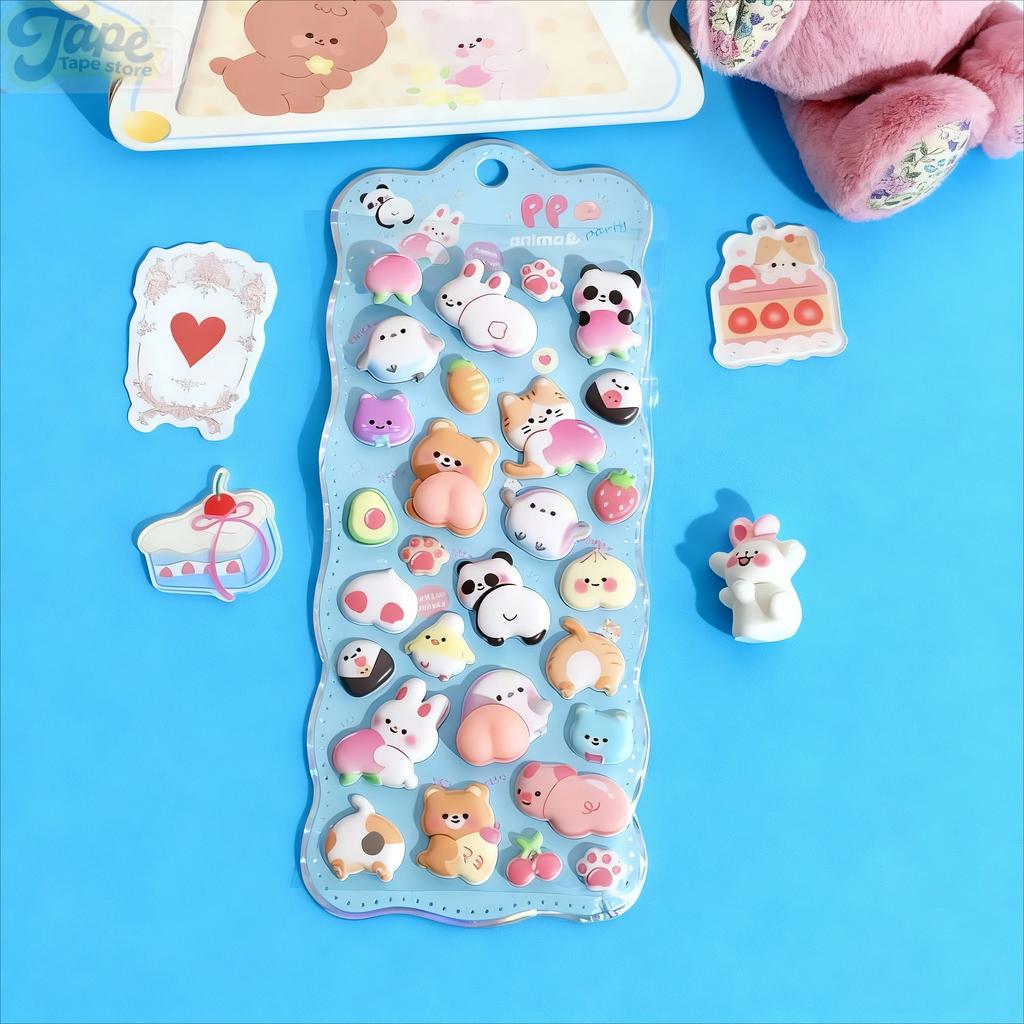 3D Cute Bunny Peach Sticker Kawaii Animals Stickers - Squishy Fidget Diy Decal For Phone Case Scrapbook, Fun Stress Relief Gift