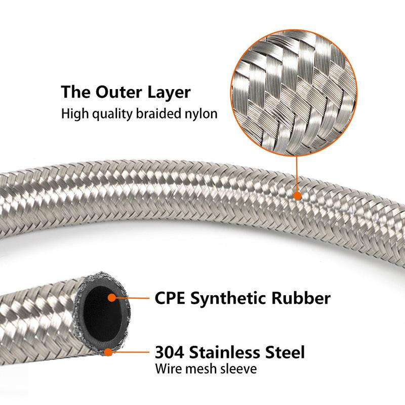 10AN 160cm Fuel Line Stainless Steel Braided Hose Kit Universal for Racing Fuel, Gas, Coolant Fuel Pump to Carburetor Line Kit