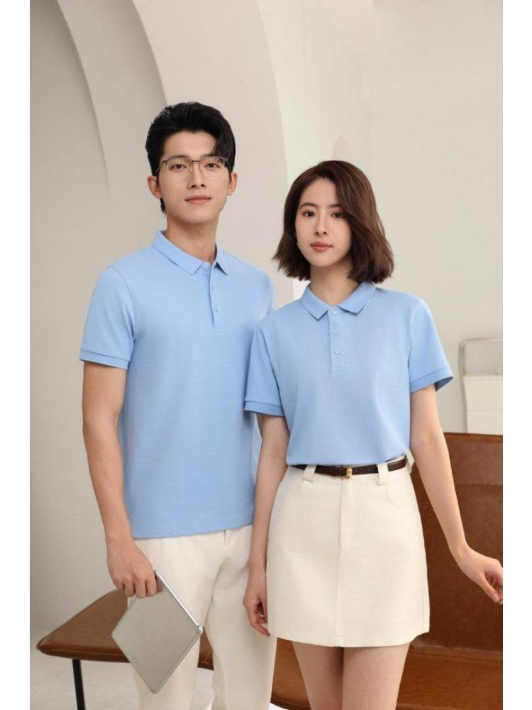 Summer Men's and Women's Lapel Short Sleeve Solid Color T-Shirt YG-688