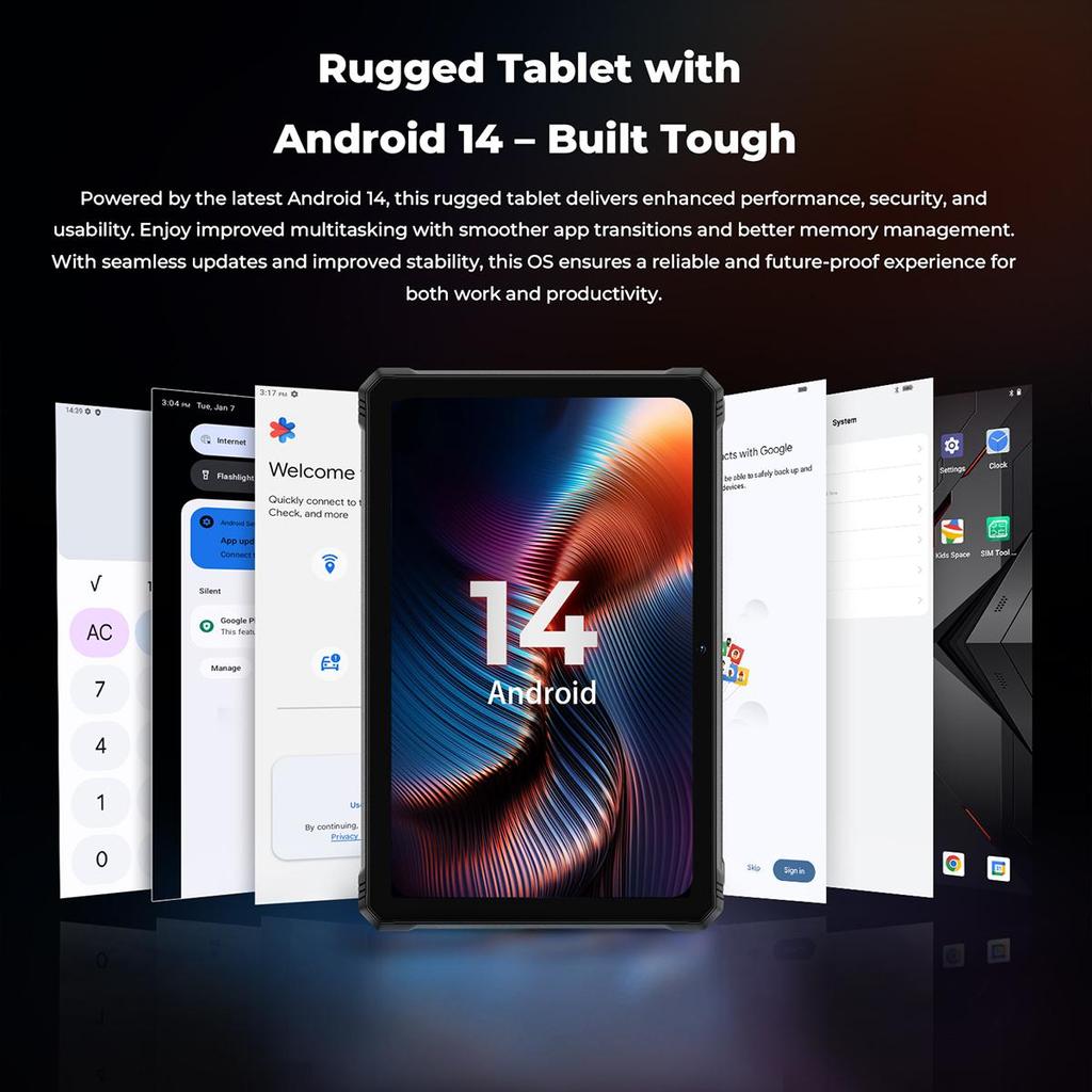 HOTWAV R9 Plus Robustes Tablet, 11 Zoll 2K, Android 14 Tablet, 24 GB (8+16)+512GB,20080mAh,64MP+16MP, Octa-Core/4G Dual-SIM/Face ID/OTG
