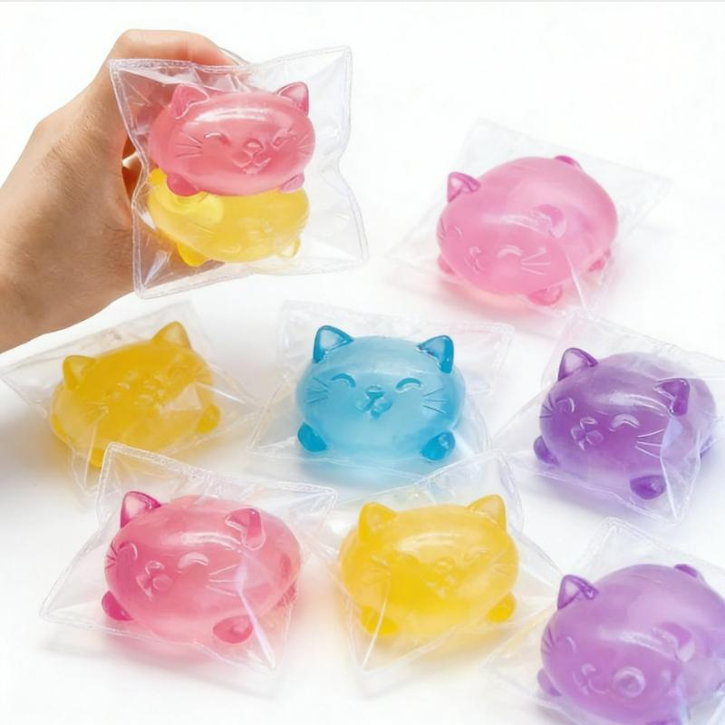 2 Stück Taba Squishy Vierfarbige Katzen-Quetschspielzeuge – Langsam aufsteigend, Stressabbau-Spielzeug, Büro-Schreibtischdekoration, Oster-, Halloween- & Geburtstagsfeier-Geschenke