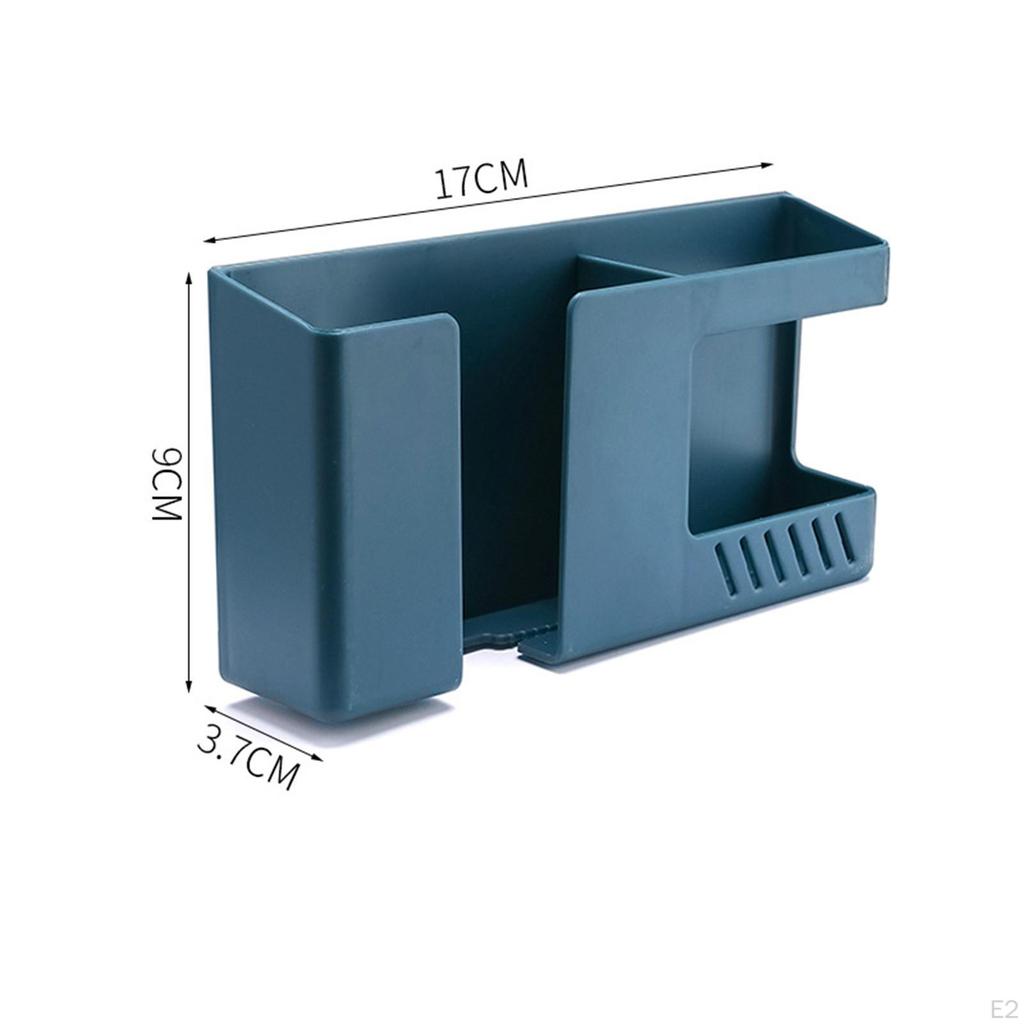 Double Layer Wall Mounted Organizer Box Holder Punch Free TV Remote Control Storage Phone Plug