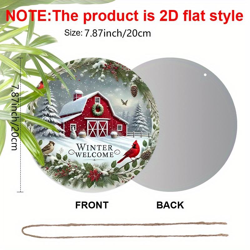 2D Flat Aluminium Cardinal Christmas Welcome Sign - Warm Winter Figurine Ornaments - Ideal for Front Door, Wall, Porch, Window Decor - Ideal
