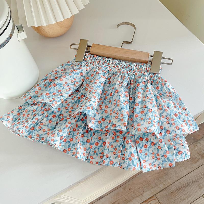 Girls Summer Ruffle Camisole And Floral Skort Set Casual Two Piece Outfit