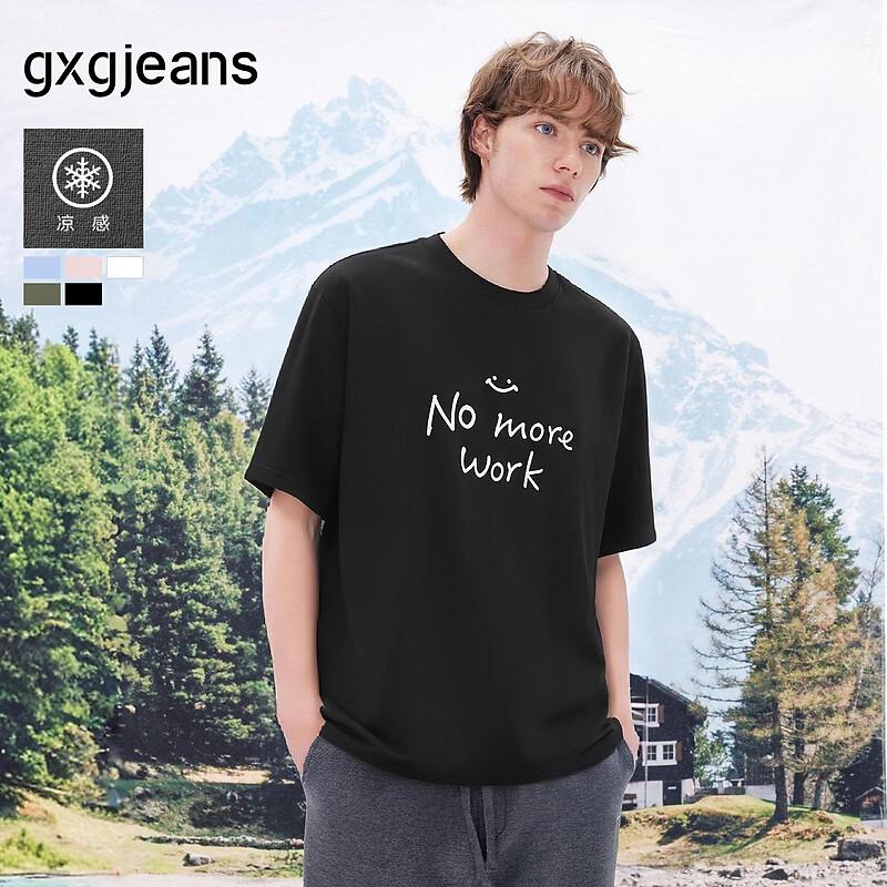 gxgjeans Men s Letter Print Short Sleeve T-shirt 175/L чёрный