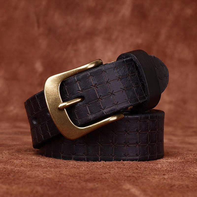

Мужской утолщенный сверхтолстый ремень 5,5-6,0 мм из первого слоя коровьей кожи, медная пряжка, ремень ручной полировки, трансграничный бестселлер 130cm чёрный