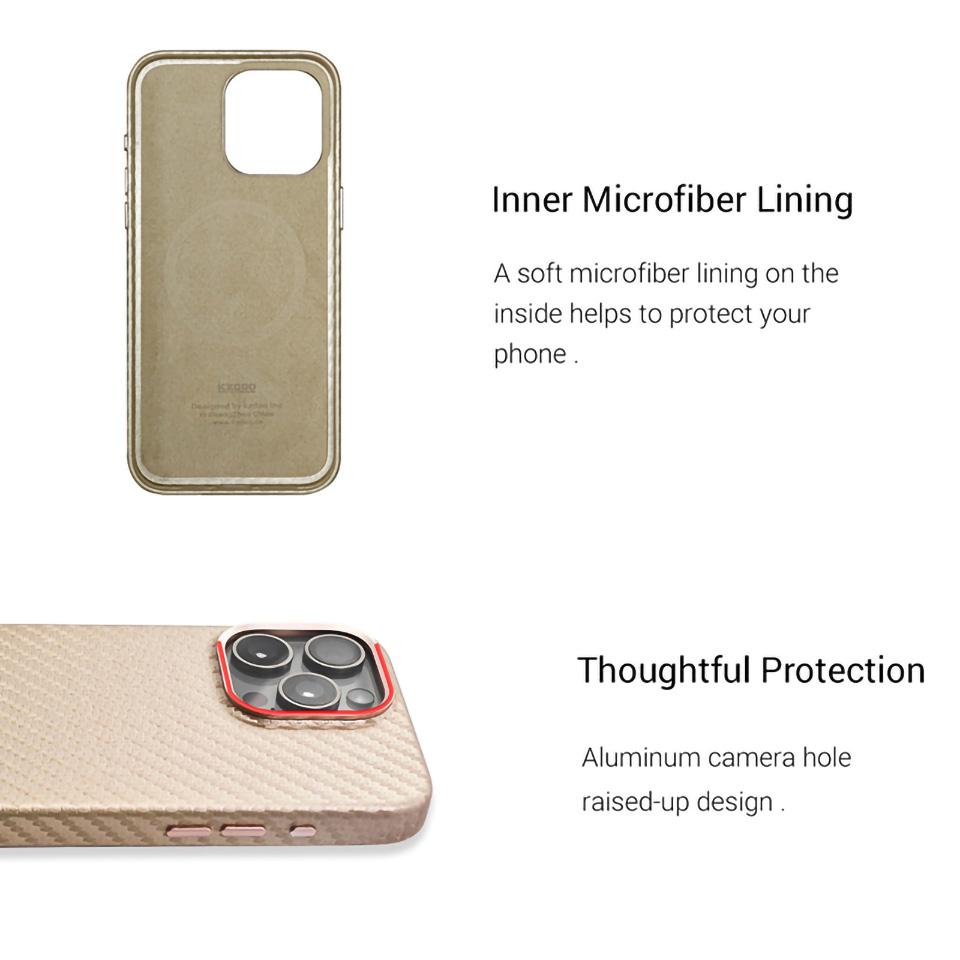 KZDOO For iPhone 15 Pro Magnetic Case Carbon Fiber Texture Leather+PC Phone Cover