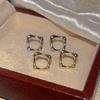 Fashionable Metal Hollow Square Earrings for Women Simple Korean Design Golden Smooth Geometric Earrings Party Jewelry Gifts