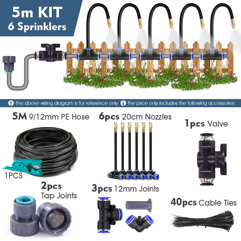 20-5m 3/8" 9/12mm Misting Cooling System 360° Free-bend Brass Nozzle Adjustable Atomizer Sprayer Garden Irrigation 80mesh Filter