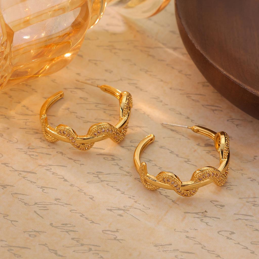 New Fashion Light Luxury Zirconium Inlaid Snake Shaped Earrings With Personalized Creativity Cool Style Small