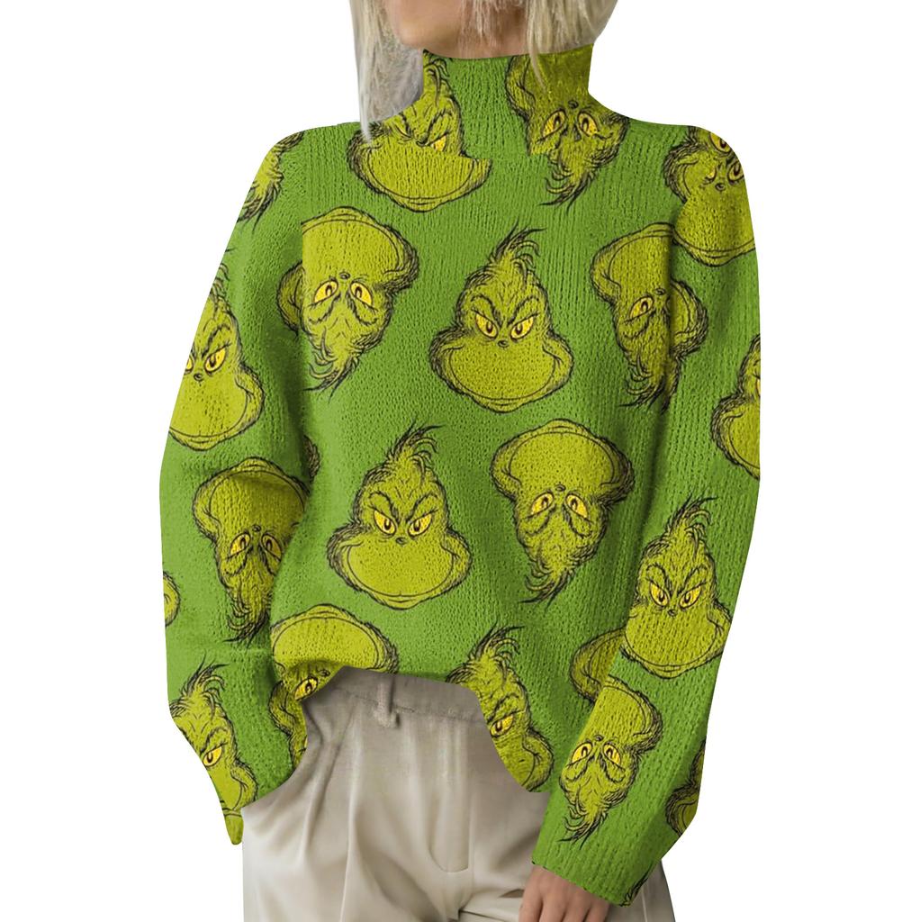 Julegensere for kvinner Strikkegenser Søt skjorte Høst Turtleneck Pullover Topper