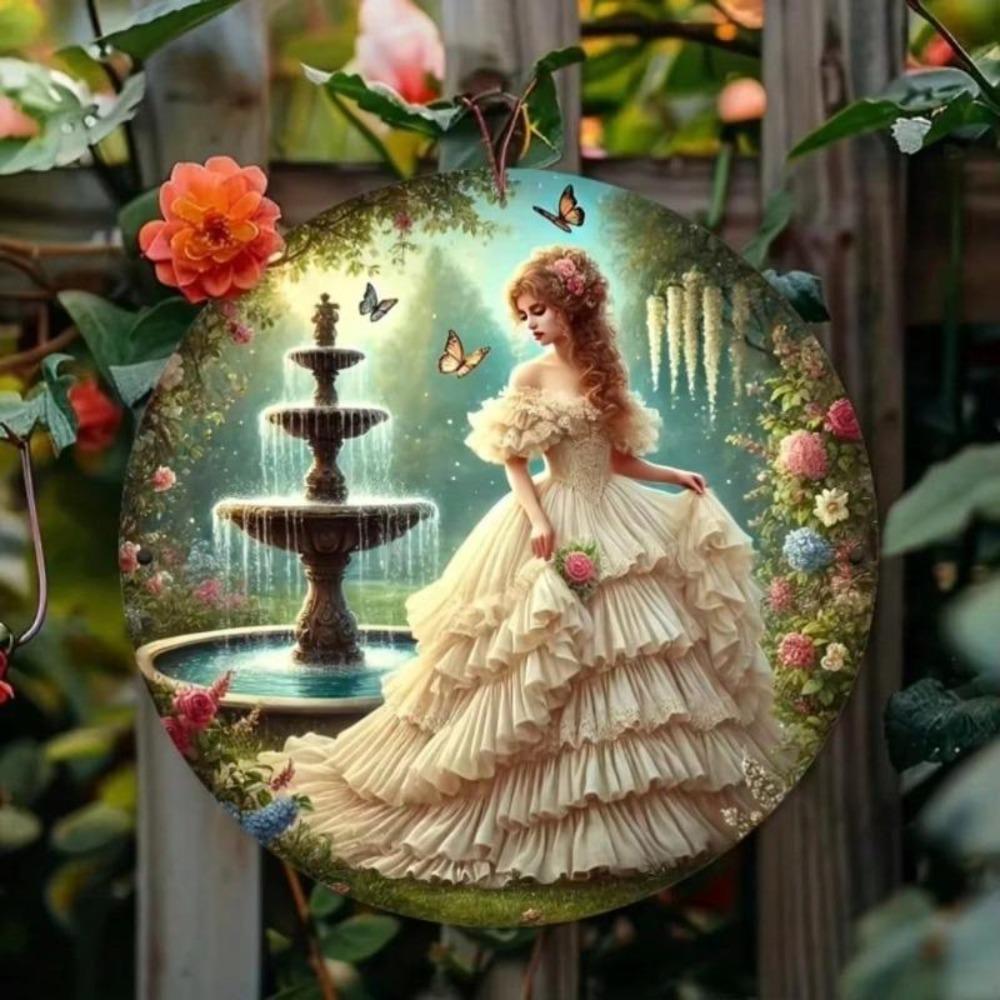 Iron Wall Art Vintage Garden Ladies Metal Decor for Home Terrace Cafe