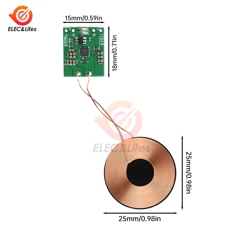 Lithium Battery Wireless Charging 1W 1V 1A Wireless Charging Receiver Module Small Coil Built-in 1.7V Modification Scheme