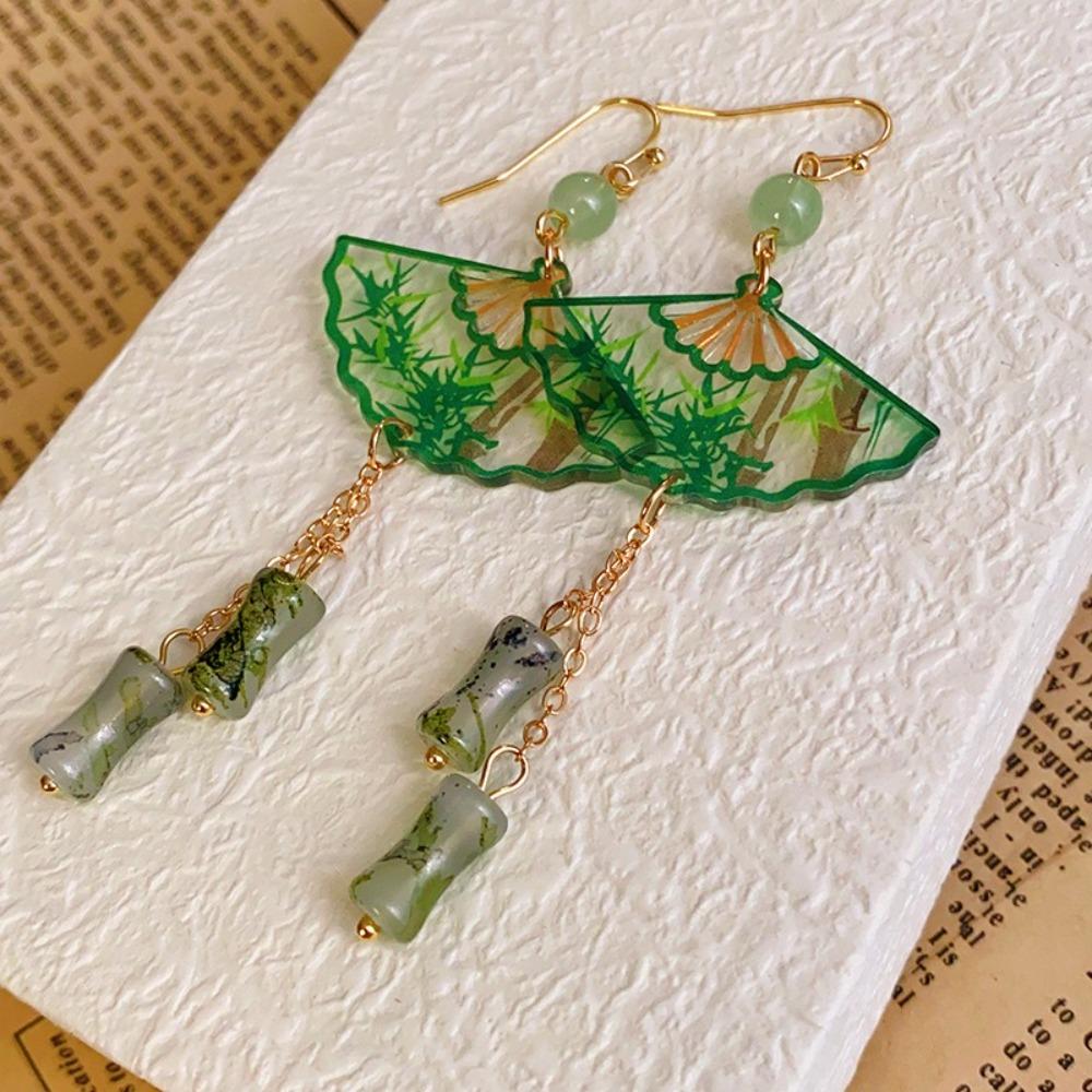 Tassel Fan Shaped Drop Earrings Hook Piercing Exaggerated Long Earrings  Party