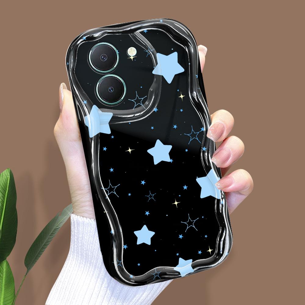 

Милый мультяшный узор, кремовая текстура, мягкий силиконовый чехол с волнистыми краями, чехол для телефона для Vivo Vivo Y19S чёрный