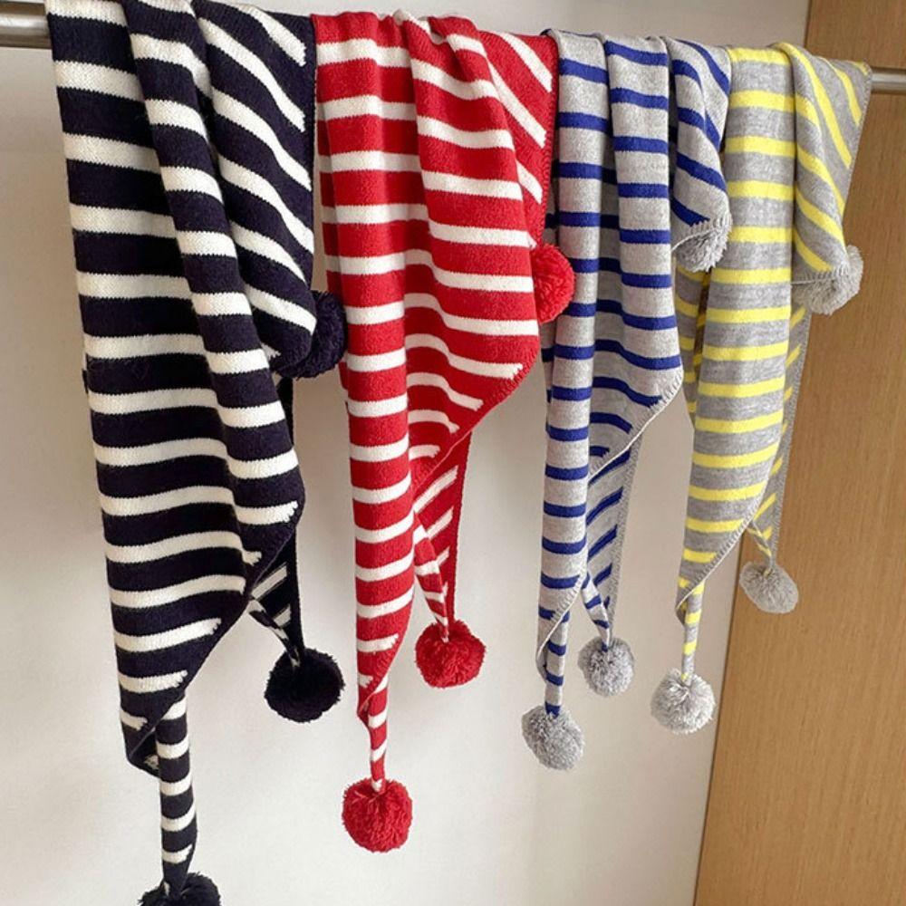 Karierter Dreieckiger Gestrickter Schal Verdickter Gestreifter Schal Einfache Winter Kaschmirschals Mädchen