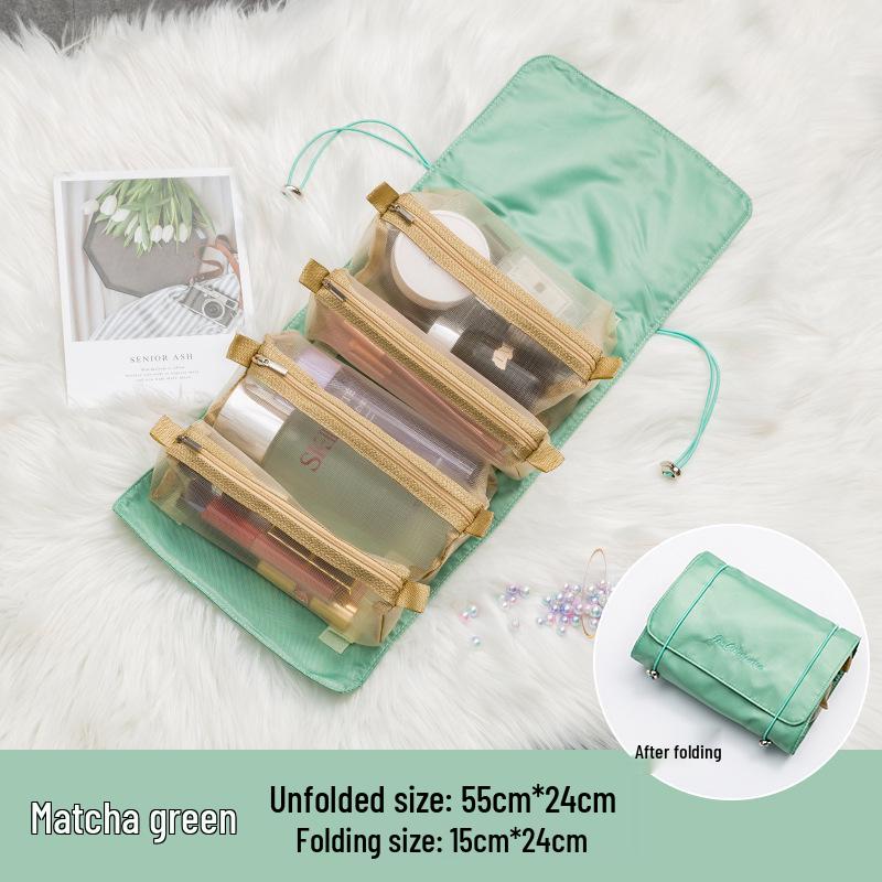 

Large Capacity 4-in-1 Portable Makeup & Toiletry Organizer – Detachable, Foldable Travel Storage Bag зелёный