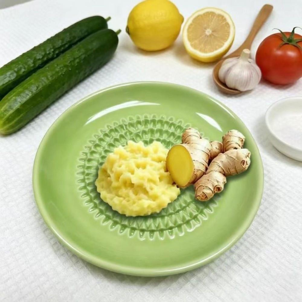 Ceramic Garlic Ginger Grater Round Shape Garlic Shredding Plate Convenient Food Grinder Household