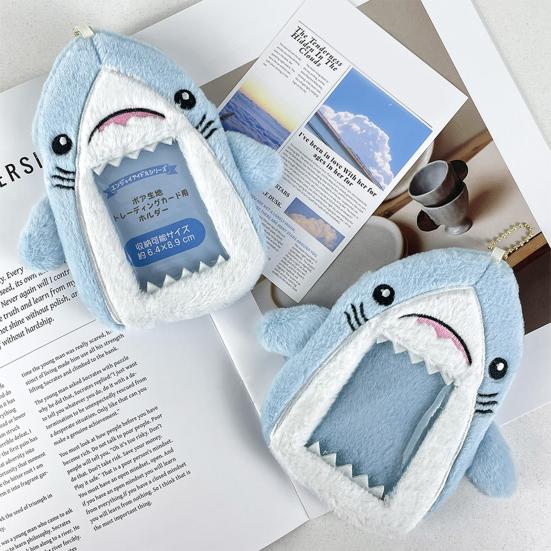 Shark Plush Card Sleeve Storage Bag Soft Touch Card Cover Identity Card Photo Protection School Office Daily Commute Organizer