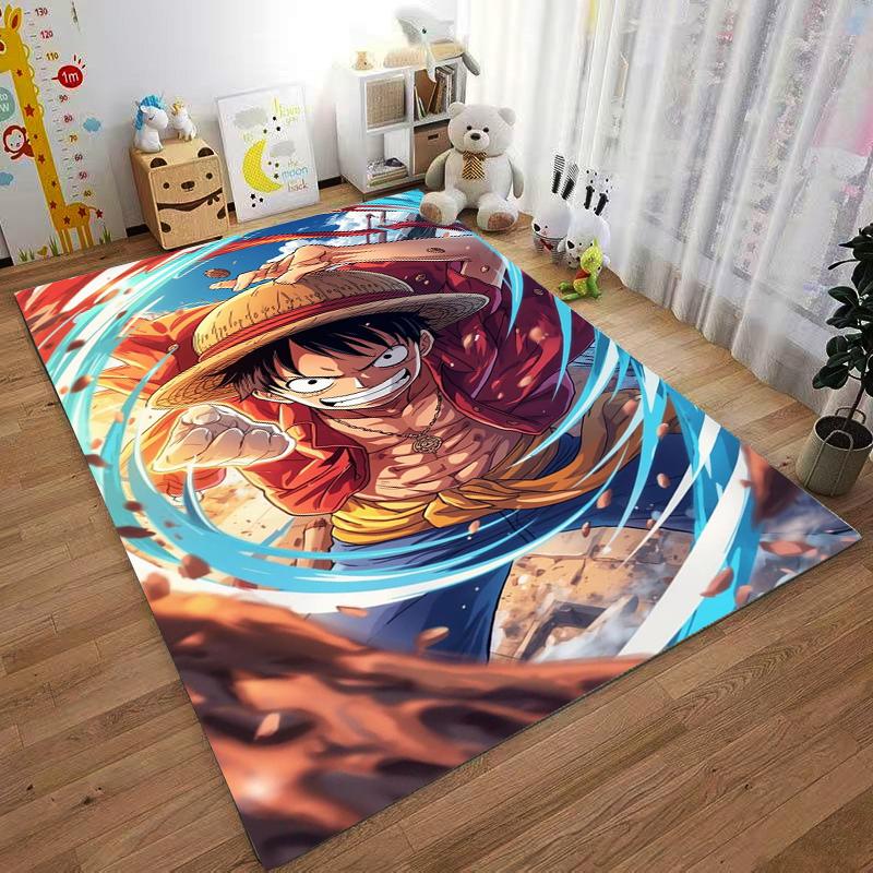 "Anime Style Rug with Straw Hat Character in Action Scene Design" Suitable for use as an anti-slip for living room bedroom sofas