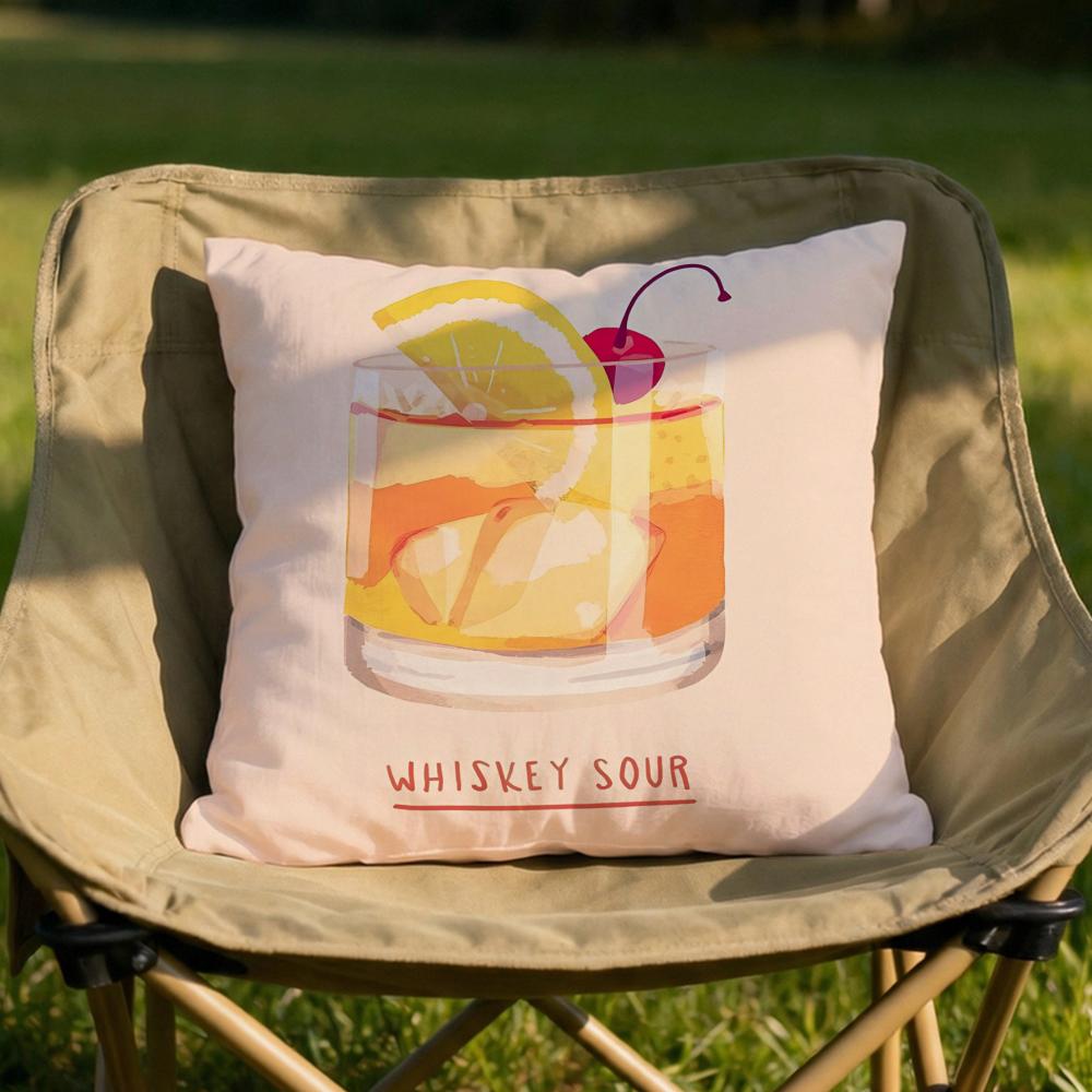 Whiskey Sour Cocktail Cushion Cover Soft Reversible Durable Pillow Cover MultiScene Use for Home Car Daily Comfort