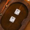 Delicate Women Stud Earrings Rectangle Shiny Cubic Zircon  Sterling Silver Earring for Party Present Female Fashion