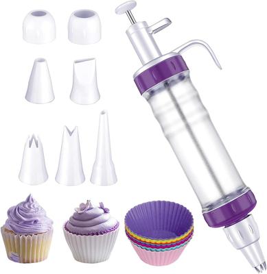 Set di siringhe per decorare dessert, strumento per distribuire la glassa, decoratore di dessert professionale con 7 ugelli per distribuire la glassa e decorare i dolci cotti.