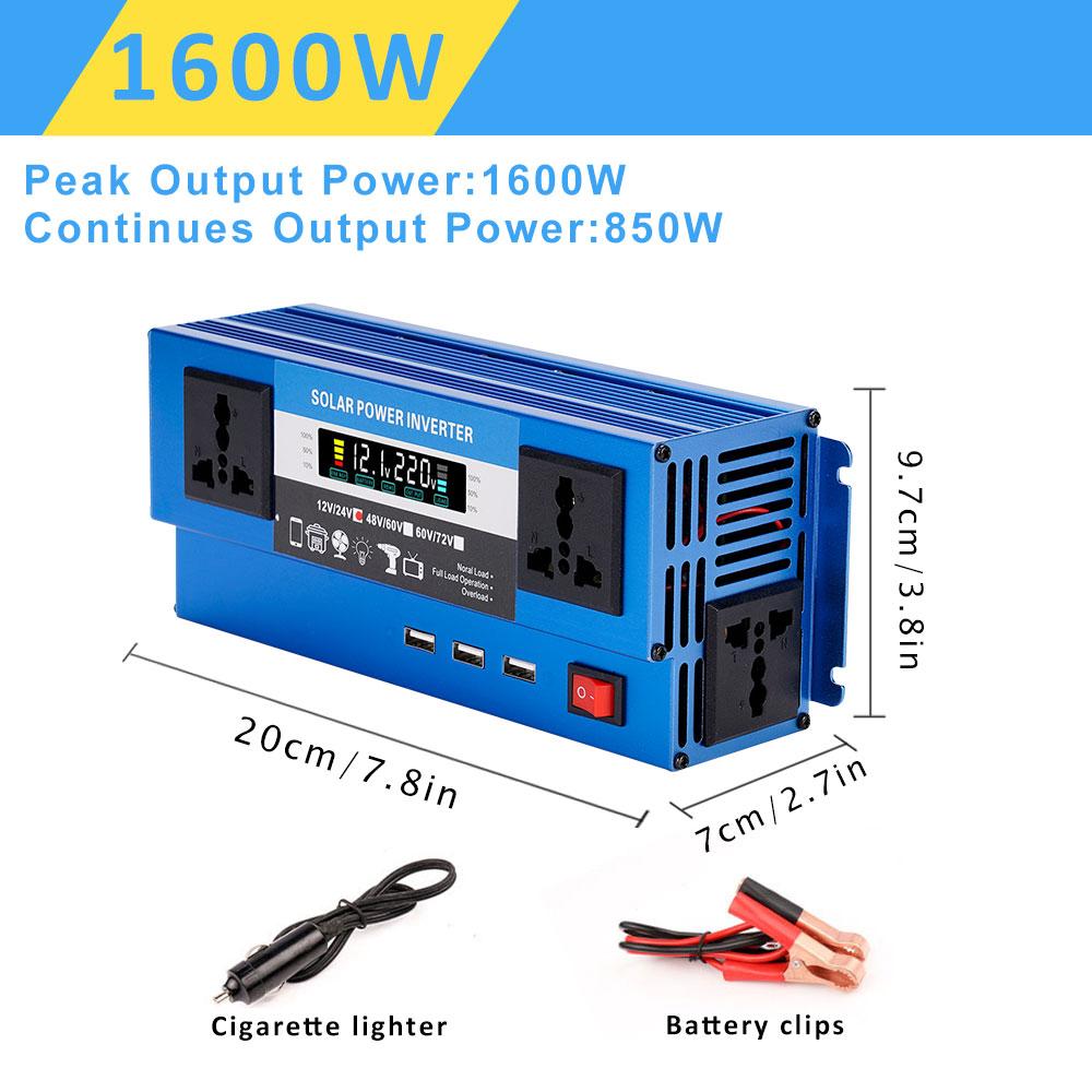 

600 Вт 1200 Вт 1600 Вт 2200 Вт Солнечные инверторы Модифицированная синусоида USB Автомобильный инвертор DC 12 В 24 В AC 110 В 220 В Трансформаторный преобразователь