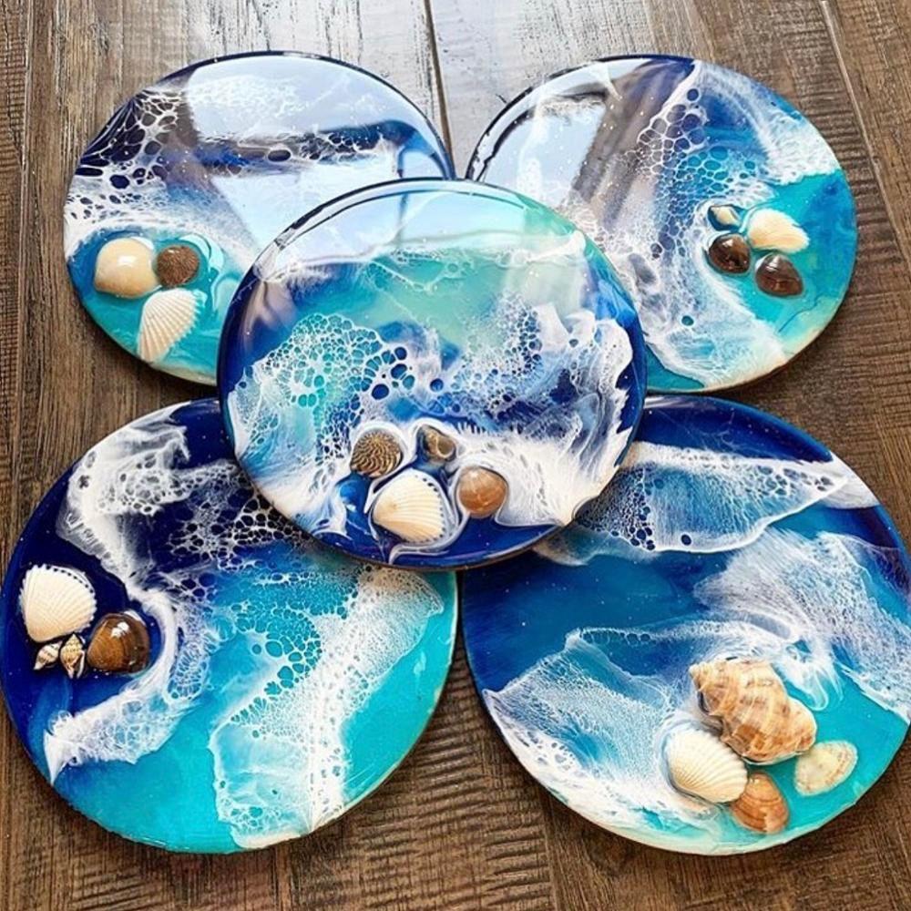 Handmade Cup Mad Fluid Arts Pendant Agate Round Coaster Mold Jewelry Making Mould Epoxy Resin Casting Molds