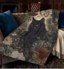 Black Cat Blanket Vintage Gothic Floral Throw, Dark Academia Bedding, Moody Whimsigothic Art, Cat Mom Gift Blanket